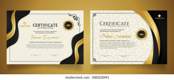 plantilla de certificado con marco clásico de diseño combina patrón moderno, diploma, ilustración vectorial