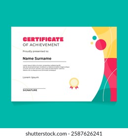Certificate Template Design with Colorful Circular Background