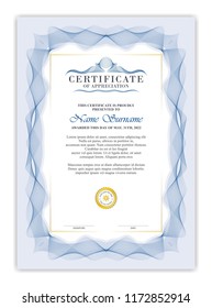 certificate template design with decorative guilloche border or frame,
trendy, simple and elegant design