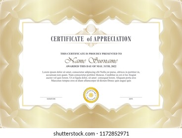certificate template design with decorative guilloche border or frame, trendy, simple and elegant design