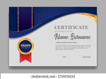 Certificate template design. Diploma of modern design or gift certificate. Vector illustration.