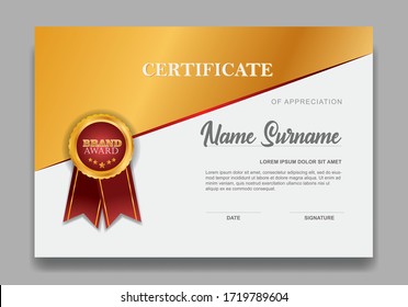 Certificate template design. Diploma of modern design or gift certificate. Vector illustration.