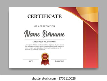 Certificate template design. Diploma of modern design or gift certificate. Vector illustration.