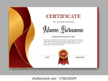 Certificate template design. Diploma of modern design or gift certificate. Vector illustration.