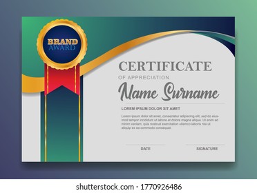 Diseño de plantilla de certificado. Diploma de diseño moderno o certificado de regalo. Ilustración vectorial.