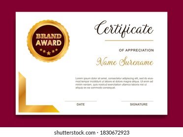 Certificate template design. Diploma of modern design or gift certificate.