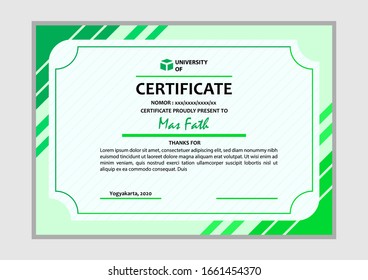 Certificate template design with elegant color triangle styles. suitable for school, university and corporate certificates