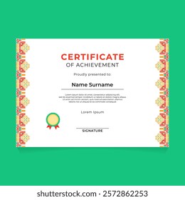 Certificate Template Design with Geometric Chinese Ornament on Left and Right Side