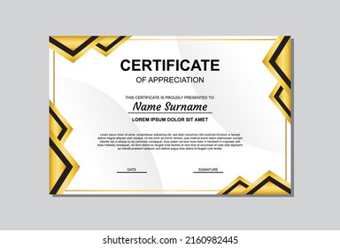 certificate template design in gold and black color. certificate with luxury and modern style.