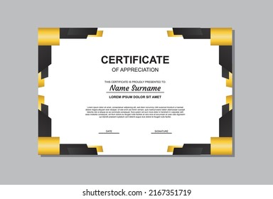 certificate template design in gold and black color.