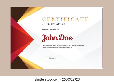 Certificate template design for graduation with simple and premium golden in luxury geometric shape style
