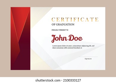 Certificate template design for graduation with simple and premium golden in luxury geometric shape style