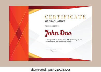 Certificate template design for graduation with simple and premium golden in luxury geometric shape style