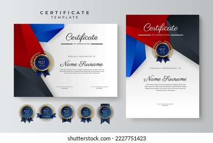 Certificate template design with modern abstract geometric shapes texture decoration elements. Suit for award ceremony, diploma certificate, employee of the month certificate