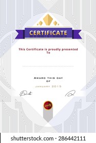 Certificate template design on white background. Gatsby background.vector illustration