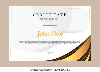 Certificate template design with simple and premium golden geometric style