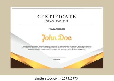 Certificate template design with simple and premium golden geometric style
