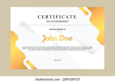 Certificate template design with simple and premium golden geometric style