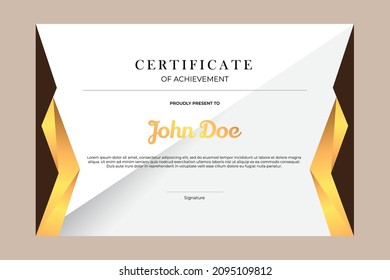Diseño de plantillas de certificado con un estilo geométrico oro simple y premium