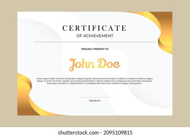 Certificate template design with simple and premium golden geometric style