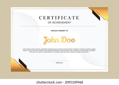 Certificate template design with simple and premium golden geometric style