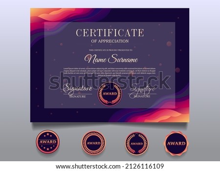 Certificate template design with universe theme