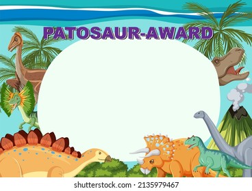 Certificate template with dinosaur  illustration