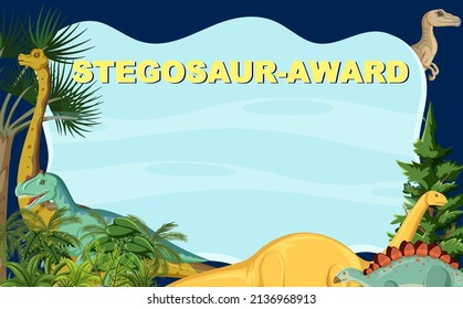 Certificate template with dinosaur  illustration