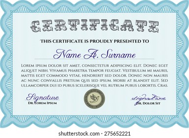 Certificate template or diploma template. Beauty design. Vector pattern that is used in currency and diplomas.Printer friendly. 