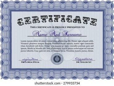 Certificate template or diploma template. Beauty design. With linear background. Frame certificate template Vector.