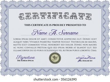 Certificate template. Diploma of completion.Easy to print. Sophisticated design. 