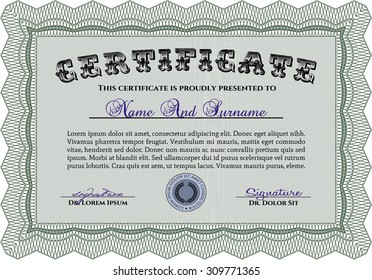 Certificate template or diploma template. Diploma of completion.Elegant design. With background. 