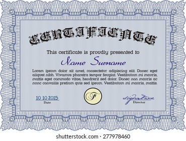 Certificate template. Diploma of completion.Good design. With complex background. 