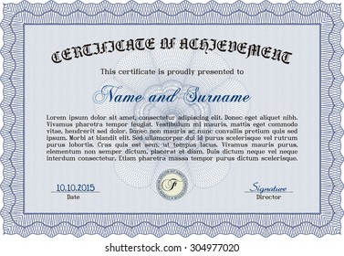 Certificate template or diploma template. With complex background. Vector pattern that is used in money and certificate.Cordial design. 