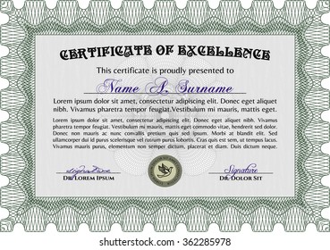 Certificate template or diploma template. With complex background. Detailed.Good design. 