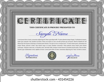 Certificate template or diploma template. Complex background. Vector pattern that is used in currency and diplomas.Superior design. Grey color.