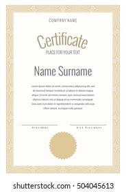 Certificate. Template diploma currency. Award background Gift voucher. Vector