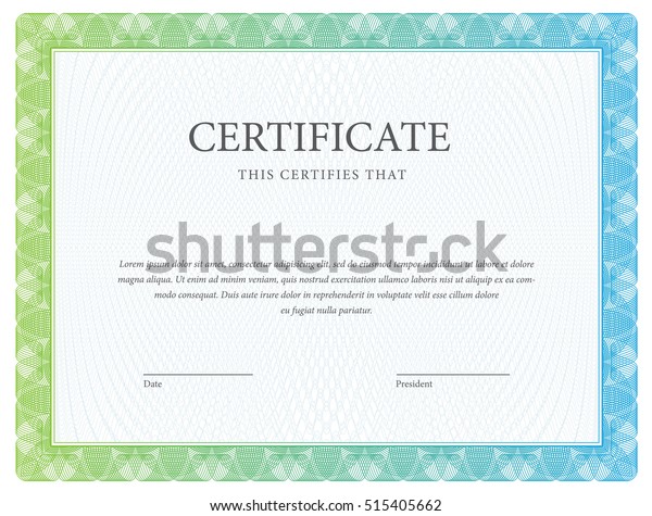 Certificate Template Diploma Currency Award Background Stock Vector ...