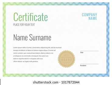 Certificate. Template diploma currency border. Award background Gift voucher. Vector illustration.