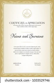 Certificate. Template diploma currency border. Award background Gift voucher. Vector illustration.
