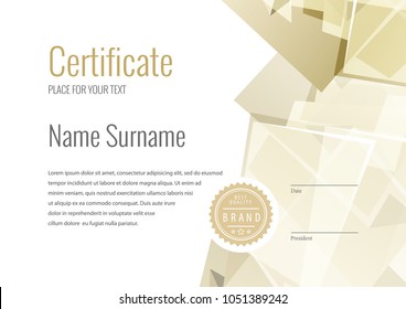Certificate. Template diploma currency border. Award background Gift voucher. Vector illustration.