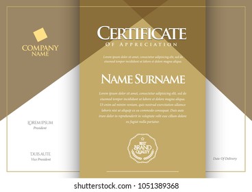 Certificate. Template diploma currency border. Award background Gift voucher. Vector illustration.