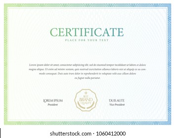 Certificate. Template diploma currency border. Award background Gift voucher. Vector illustration.