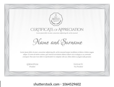 Certificate. Template diploma currency border. Award background Gift voucher. Vector illustration.