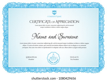 Certificate. Template diploma currency border. Award background Gift voucher. Vector illustration.