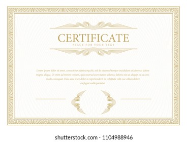 Certificate. Template diploma currency border. Award background Gift voucher. Vector illustration.