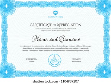 Certificate. Template diploma currency border. Award background Gift voucher. Vector illustration.