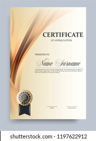 Certificate. Template diploma currency border. Award background Gift voucher. Vector illustration.