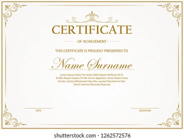 Certificate. Template diploma currency border. Award background Gift voucher. Vector illustration. - Vector - Vector 