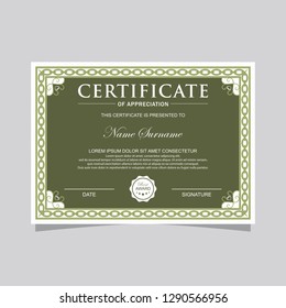 Certificate. Template diploma currency border. Award background Gift voucher. Vector illustration.